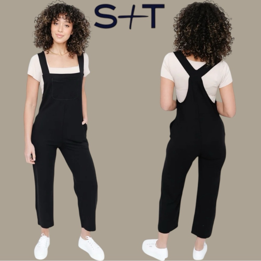 Smash + Tess Mia Romperalls Black Cropped Overalls Jumpsuit XS